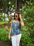 Blue Printed Cotton Cami Top – Effortless Summer Style