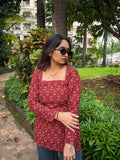 Maroon Printed Cotton Top – Everyday Elegance